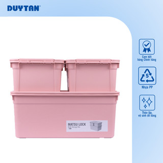 Thùng đa năng Matsu Lock combo DUY TÂN nhựa PP, 2 thùng 15 + 1 thùng 45, có khóa gài, lưu trữ đồ dùng, thực phẩm đa năng