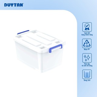 Thùng vuông 30-bánh xe DUY TÂN nhựa PP, thùng nhựa lưu trữ đa năng có bánh xe, quai xách 2 bên