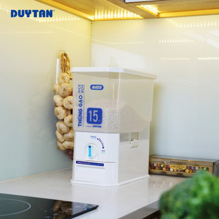 Thùng gạo Clear (15kg) DUY TÂN nhựa PP, chất liệu an toàn, thiết kế đo lường thông minh, ngăn ẩm mốc