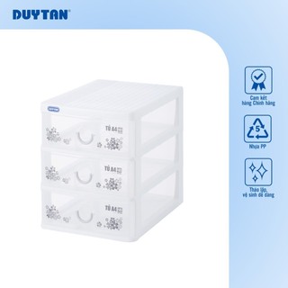 Tủ A4 -3 ngăn-Nắp bằng DUY TÂN nhựa PP, tủ mỹ phẩm, tủ văn phòng, mini để bàn tiện lợi