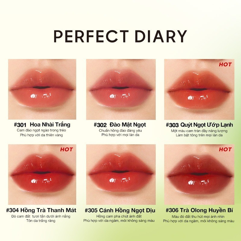 Ảnh Son môi lấp lánh PERFECT DIARY 4ml chiết xuất trà xanh dưỡng ẩm êm dịu 3