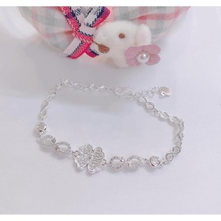 Lắc tay cỏ 4 lá đính đá , hàng dày dặn , bạc 925 - jena sliver