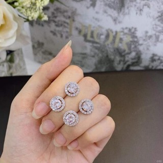 bông tai đá tròn , kiểu dáng hàn quốc , bạc ta - jena sliver