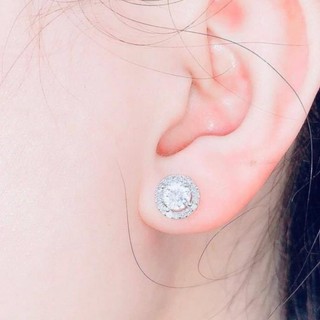 bông tai đá tròn , kiểu dáng hàn quốc , bạc ta - jena sliver