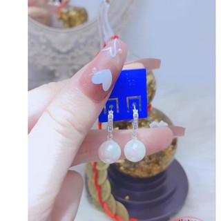 Bông tai nữ , bạc 925 mix hạt ngọc to , tròn đều - jena sliver