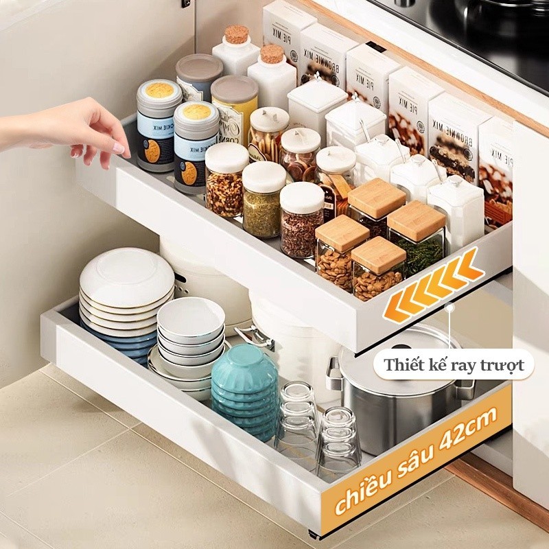 Lifinity Kệ Để Bát Đĩa,Kệ Để Đồ Nhà Bếp,Kệ Chén Có Thể Điều Chỉnh Độ Rộng, Có ray trượt