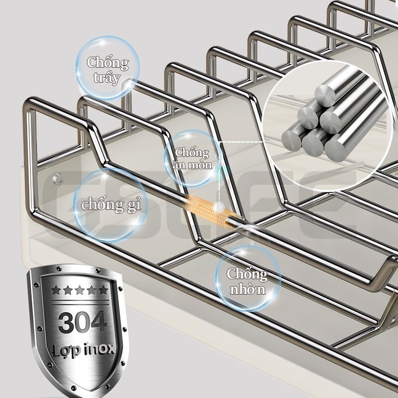 Lifinity Kệ Để Đồ Tủ Bếp INOX, Kệ Đựng Đồ Đa Năng, Kệ Đựng Gia Vị, Có Ray Dẫn Hướng và Keo Dán