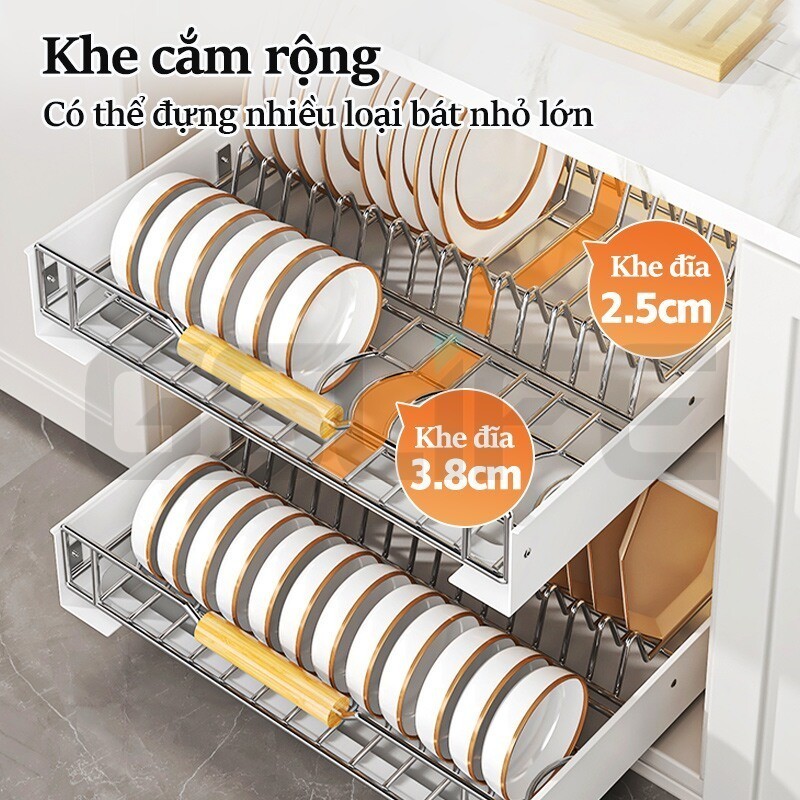 Lifinity Kệ Để Đồ Tủ Bếp INOX, Kệ Đựng Đồ Đa Năng, Kệ Đựng Gia Vị, Có Ray Dẫn Hướng và Keo Dán