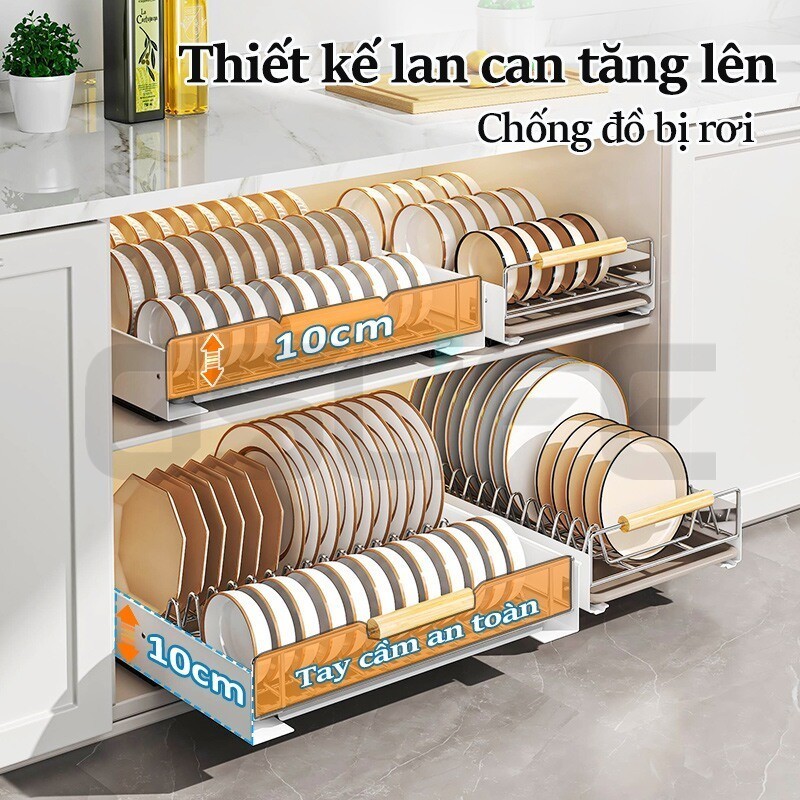 Lifinity Kệ Để Đồ Tủ Bếp INOX, Kệ Đựng Đồ Đa Năng, Kệ Đựng Gia Vị, Có Ray Dẫn Hướng và Keo Dán