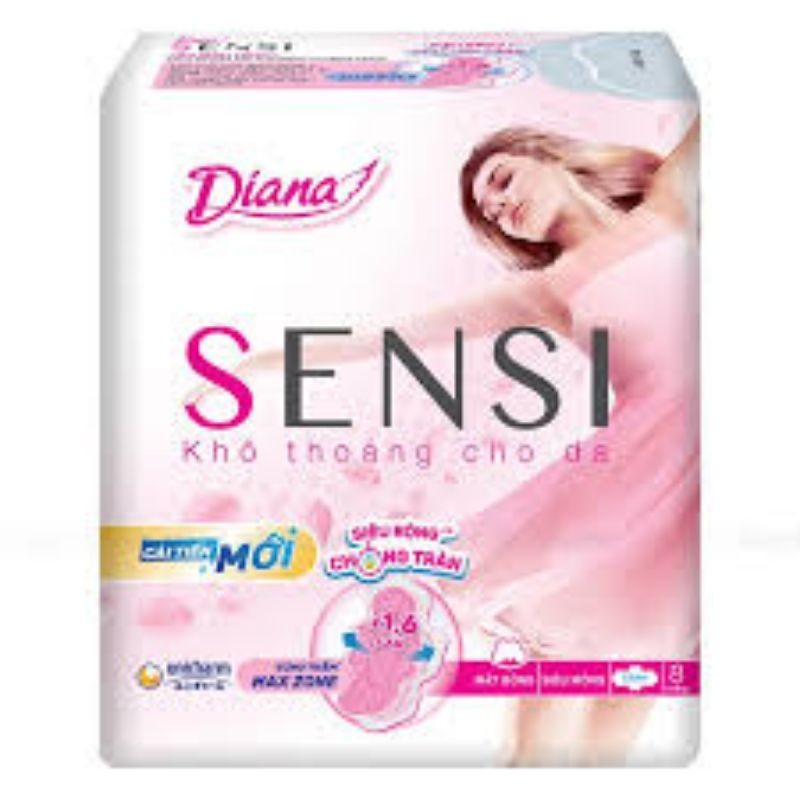 Bộ 6 gói băng vệ sinh Diana sensi mỏng cánh/ko cánh 8 miếng/gói