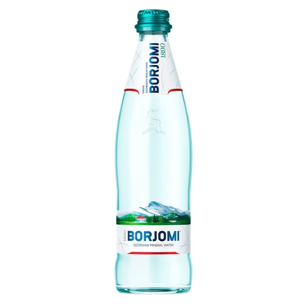 Set 2 Chai Nước Khoáng Georgia Georgian Mineral Water Glass Bottle 500ml Borjomi