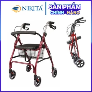 Xe tập đi cho người lớn tuổi, người khó vận động, có ghế ngồi và giỏ đựng đồ, chính hãng Nikita