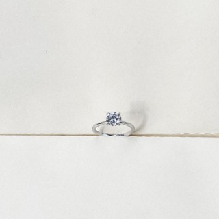 nhẫn viền trơn đá chủ 6li , bạc 925 đính đá cao cấp  - jena sliver