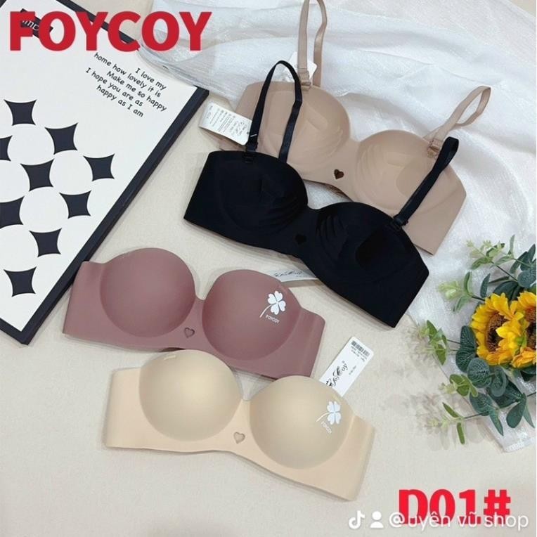 Áo Lót Su Muối Tiêu FOCOY Hình CỎ 4 LÁ Nâng Ngực Mút Dày 2Cm - KEM BIKINI(Áo Lót Su Non)