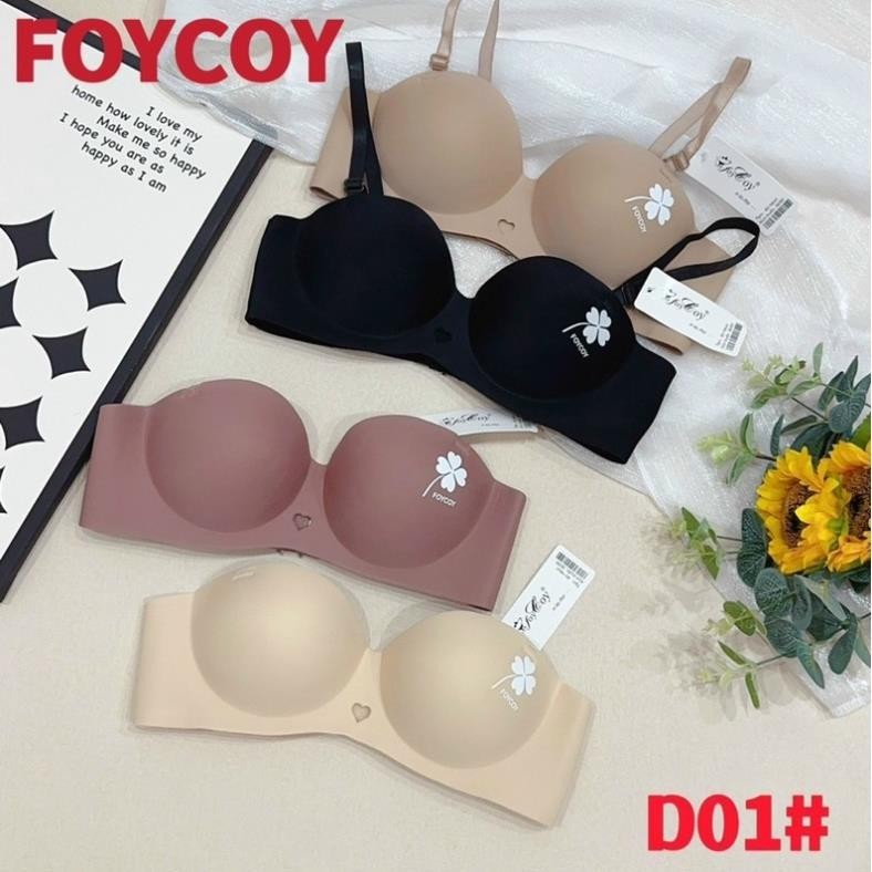 Áo Lót Su Muối Tiêu FOCOY Hình CỎ 4 LÁ Nâng Ngực Mút Dày 2Cm - KEM BIKINI(Áo Lót Su Non)