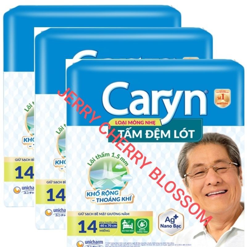 Bộ 3 gói tấm đệm lót caryn mỏng nhẹ 14 miếng/gói (60*70cm)