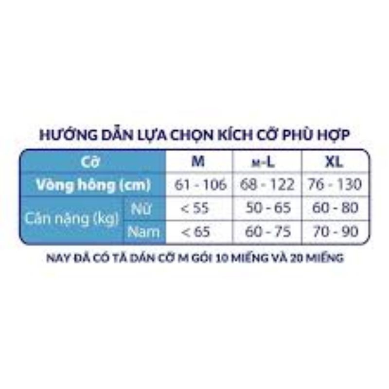 1 TÃ DÁN CARYN MỎNG NHẸ M40/L40 miếng