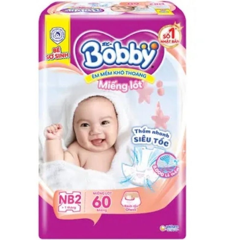 Miếng lót Bobby Newborn 1 64 miếng và Newborn 2 40 miếng