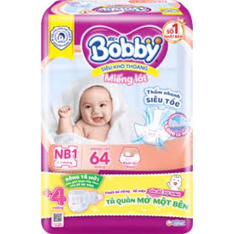 Miếng lót Bobby Newborn 1 64 miếng và Newborn 2 40 miếng