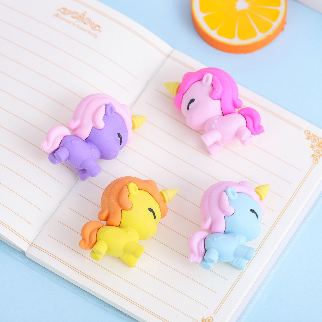 3 Tẩy Gôm Chì Ngựa 1 Sừng Chân Ngắn Dễ Thương