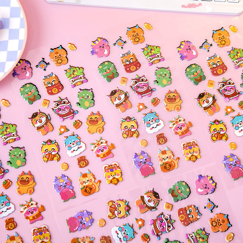 3 Sticker Nhãn Dán Rồng Con Dễ Thương