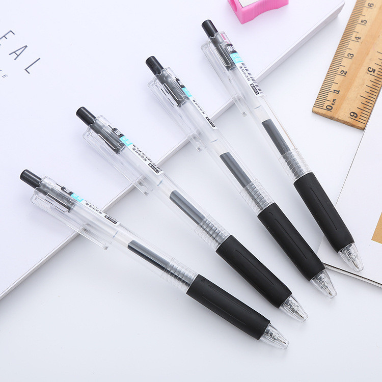 3 Bút Bi Bấm Ngòi 0.5Mm Trong Màu Đen