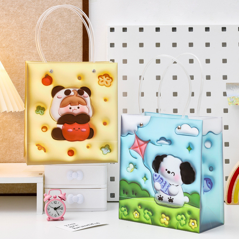 3 Túi Nhựa Đựng Quà Hoạt Hình 3D Dễ Thương 21*9*19Cm
