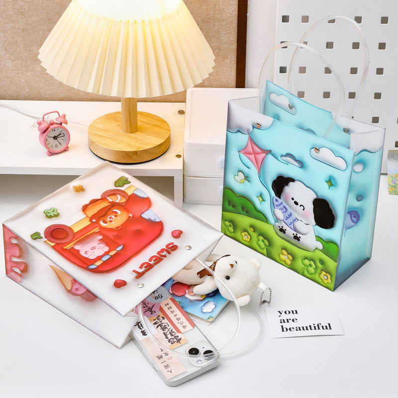 3 Túi Nhựa Đựng Quà Hoạt Hình 3D Dễ Thương 21*9*19Cm