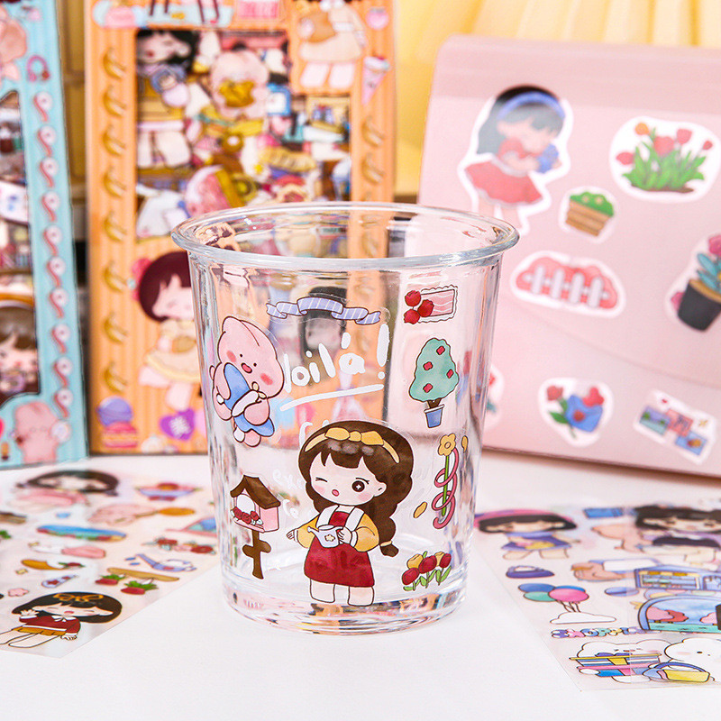 3 Sticker Nhãn Dán Cô Gái Hoạt Hình 4 Tấm
