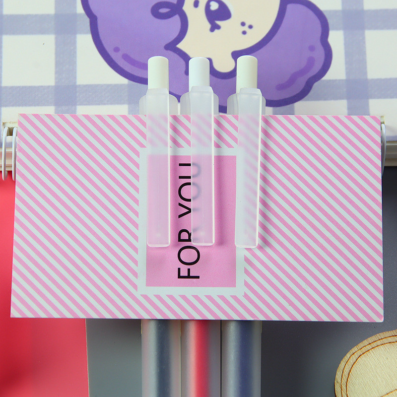 3 Bút Bi Mực Gel Muji Thân Mờ Ngòi 0.5Mm Màu Đen