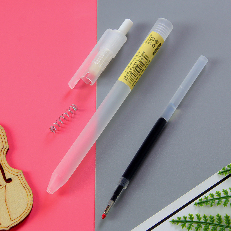 3 Bút Bi Mực Gel Muji Thân Mờ Ngòi 0.5Mm Màu Đen
