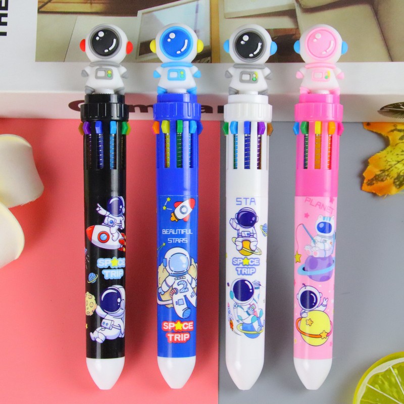 3 Bút Bi Bấm 10 Màu 0.5Mm Phi Hành Gia
