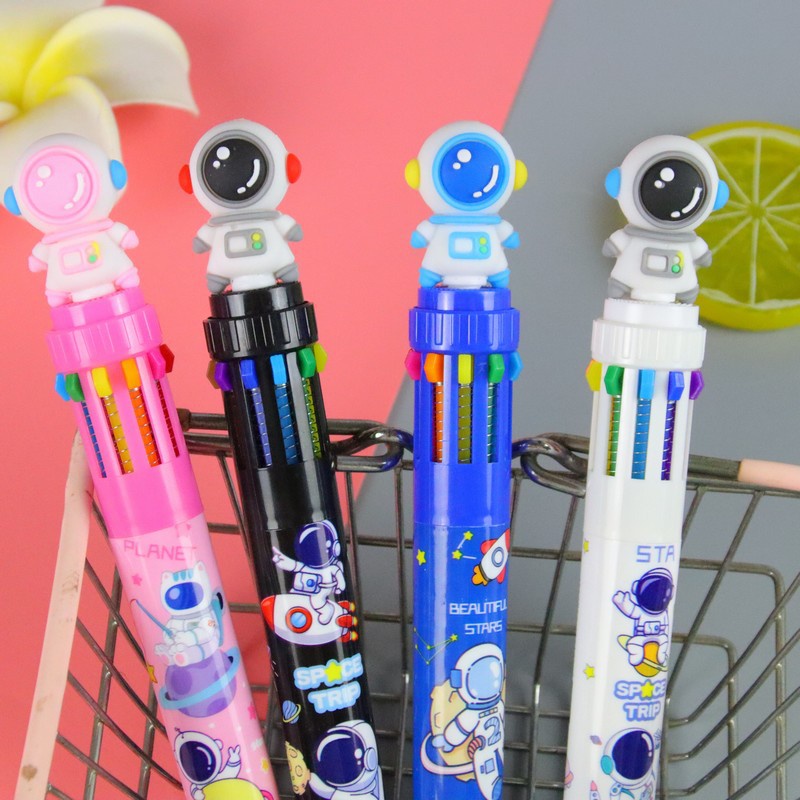 3 Bút Bi Bấm 10 Màu 0.5Mm Phi Hành Gia