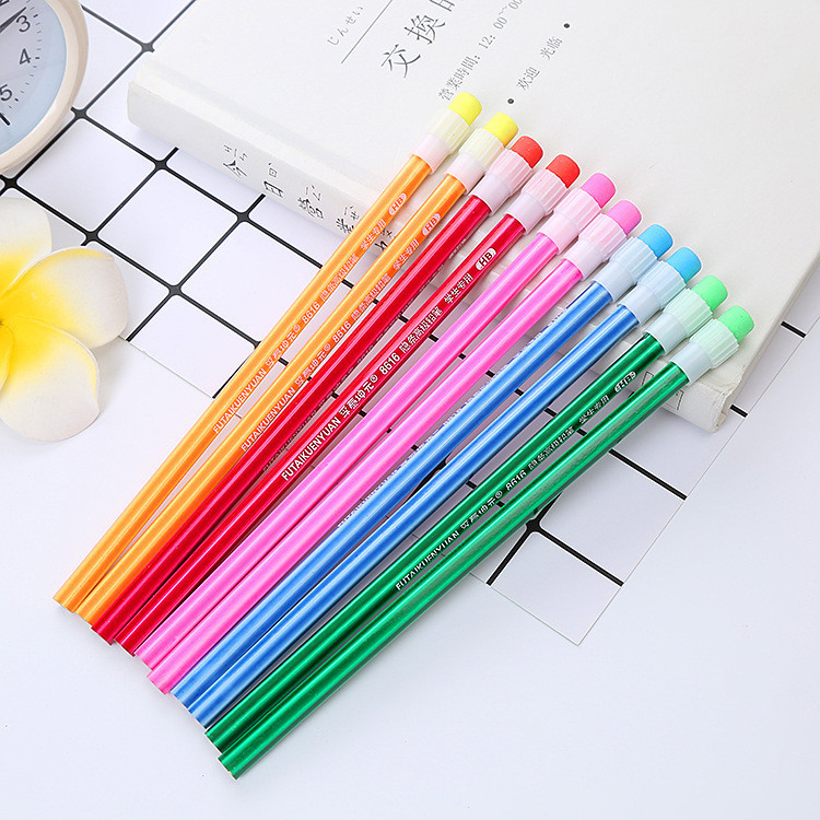 10 Bút Chì Kèm Đầu Tẩy Nhiều Màu Sắc 19,7Cm