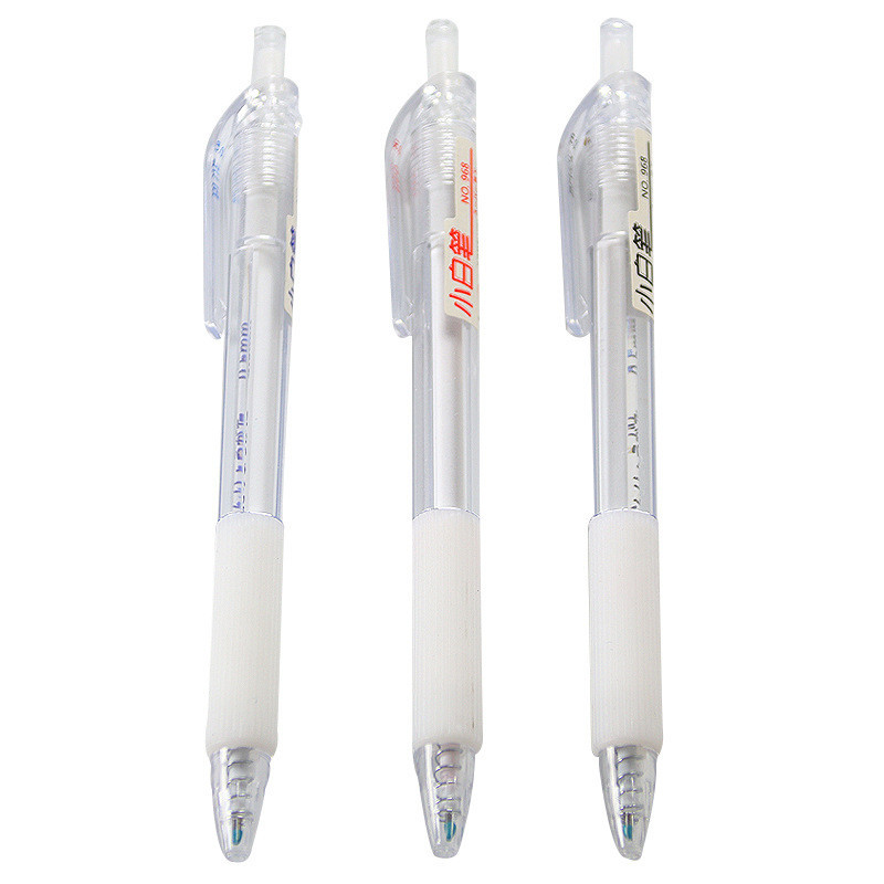 3 Bút Bi Bấm Trắng Đánh Dấu Màu Chữ Ngòi St 0.5Mm Màu Đỏ