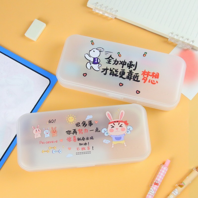 Hộp Bút Nhựa 3 Ngăn Học Tập Dễ Thương - Bách hoá Thỏ Hồng