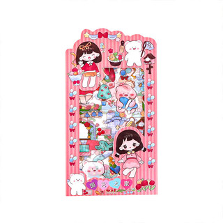 3 Sticker Nhãn Dán Cô Gái Hoạt Hình 4 Tấm - Thỏ Hồng VPP