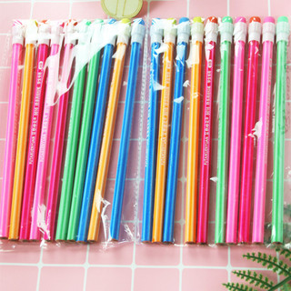 10 Bút Chì Kèm Đầu Tẩy Nhiều Màu Sắc 19,7Cm - Thỏ Hồng VPP