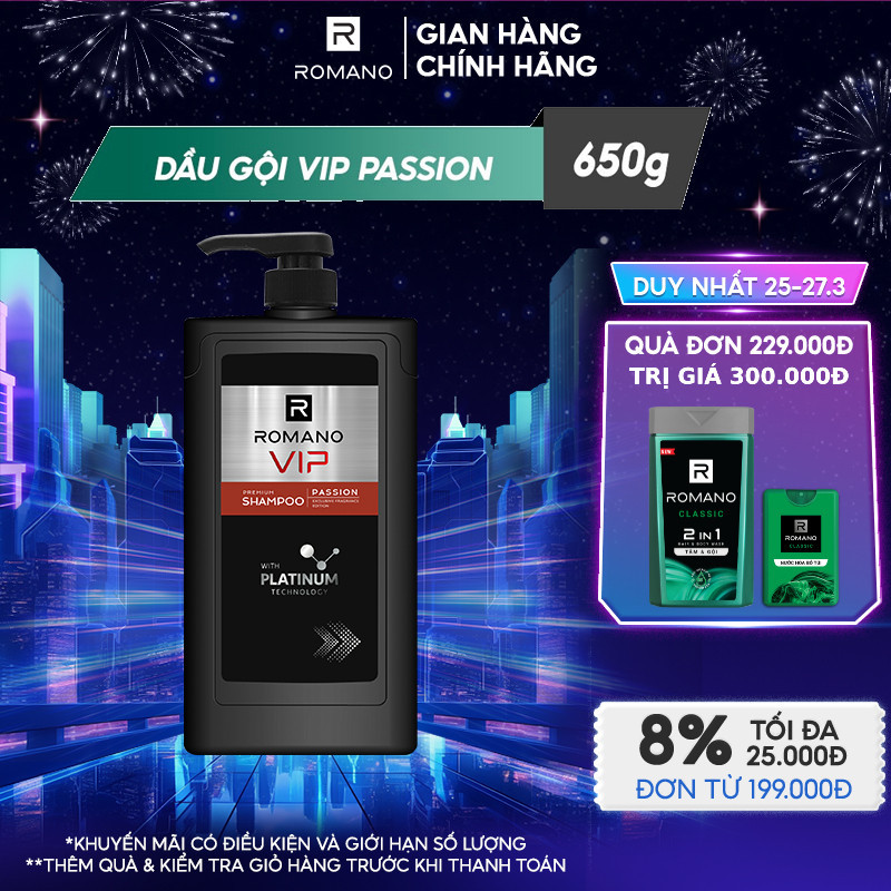 Dầu gội cao cấp Romano Vip 650g Passion | Shopee Việt Nam
