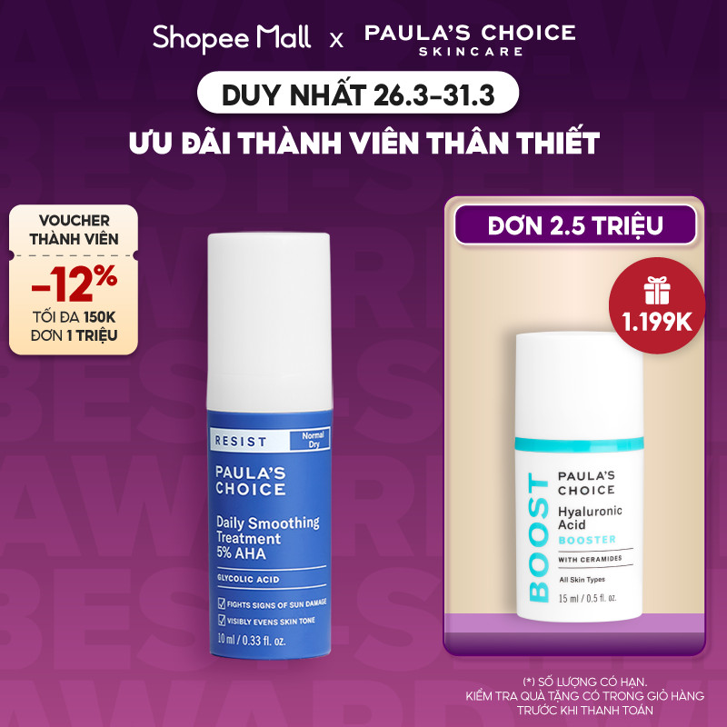 Kem loại bỏ tế bào làm mềm da chứa 5 AHA Paula's Choice Resist Daily