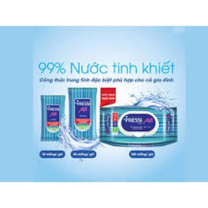 10 gói khăn ướt Fressi Care all chăm sóc gia đình 10 tờ
