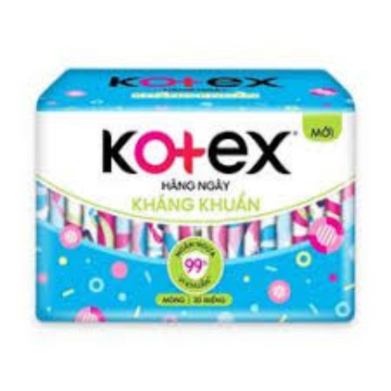 Combo 8 gói băng vệ sinh hàng ngày kháng khuẩn Kotex 20miếng/gói 15.5cm