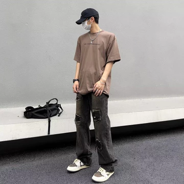 Quần jean nam unisex from rộng quần jean nam hàn quốc oversize hiphop quần baggy rách quần jean đen nam