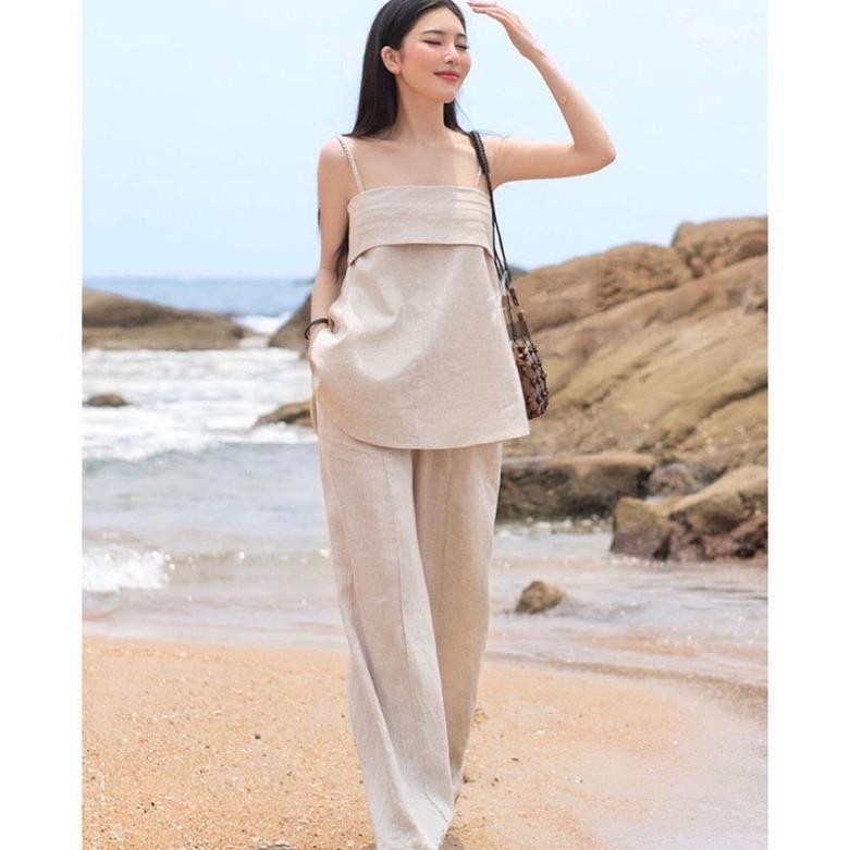 LASY | Set Áo 2 Dây + Quần Dài Thiết Kế Xếp Ly Nữ Tính  - P0816