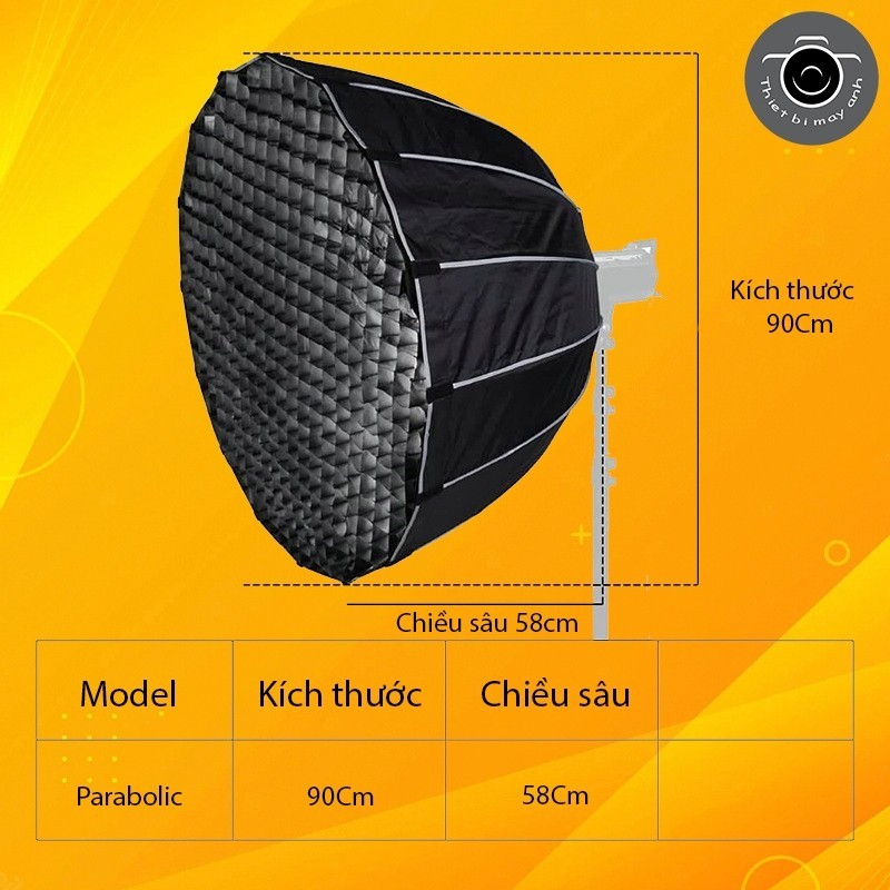 Softbox parabolic 95 cm thao tác nhanh làm mềm ánh sáng đèn Flash/Led ...