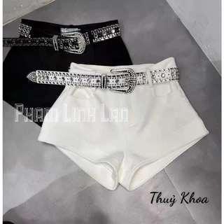 [Có tách lẻ quần/ thắt lưng] Quần sooc short umi ôm trắng đen đai đá QS136 129