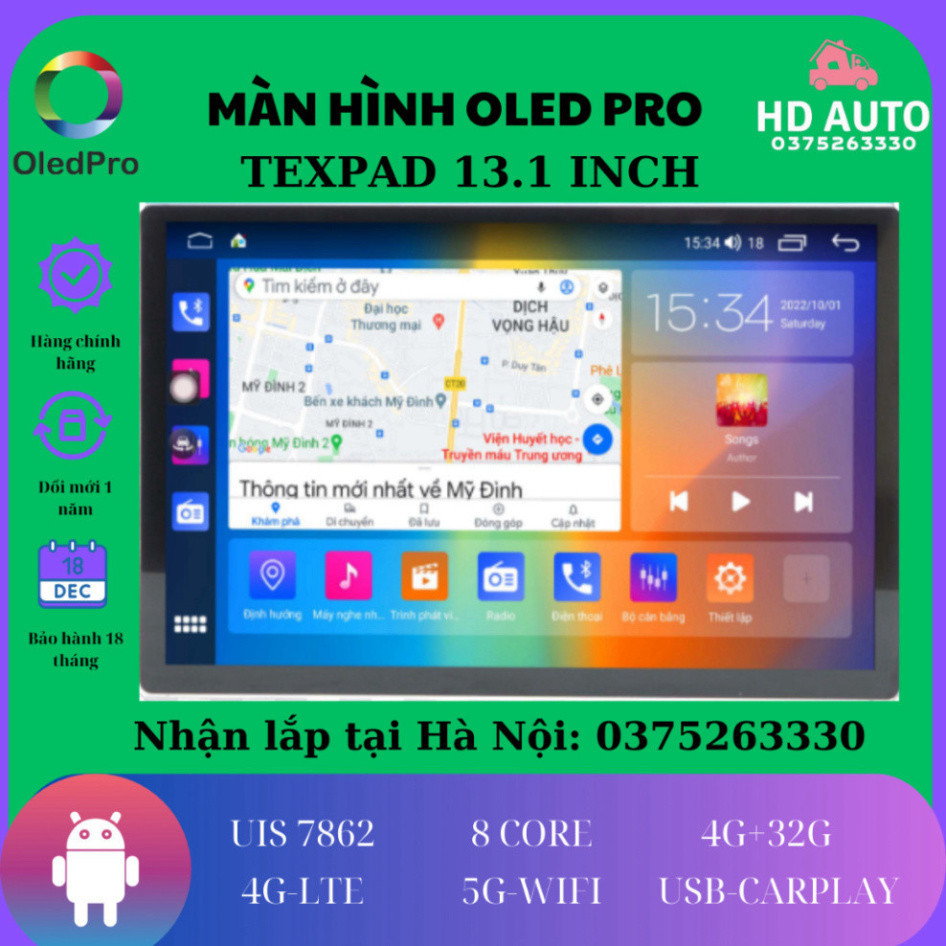 Màn Android Texpad 1303752633301 inch to nhất cho ô tô, đi kèm cam 360 ...