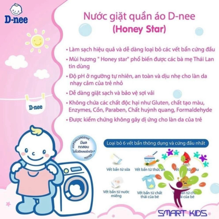 Nước giặt xả quần áo trẻ em Dnee 3000ml chính hãng nhập khẩu Thái Lan