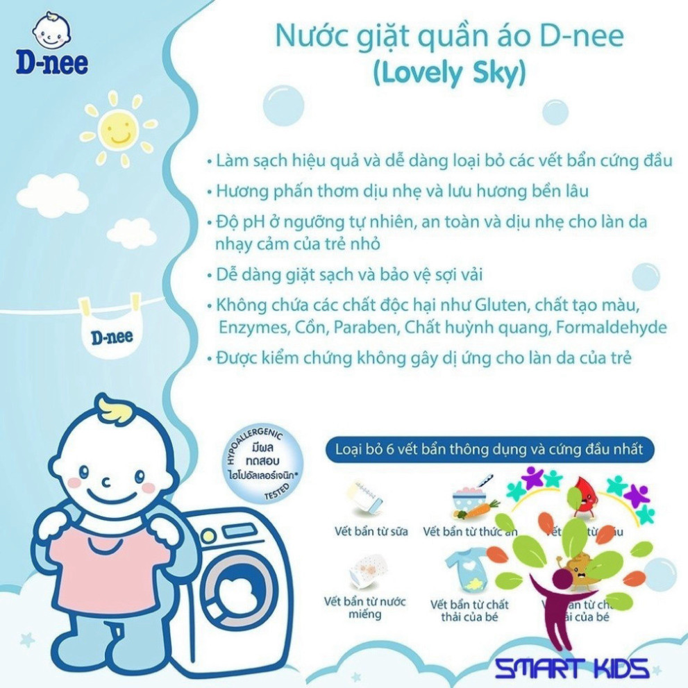 Nước giặt quần áo em bé Dnee 3000ml nước giặt chính hãng thái lan