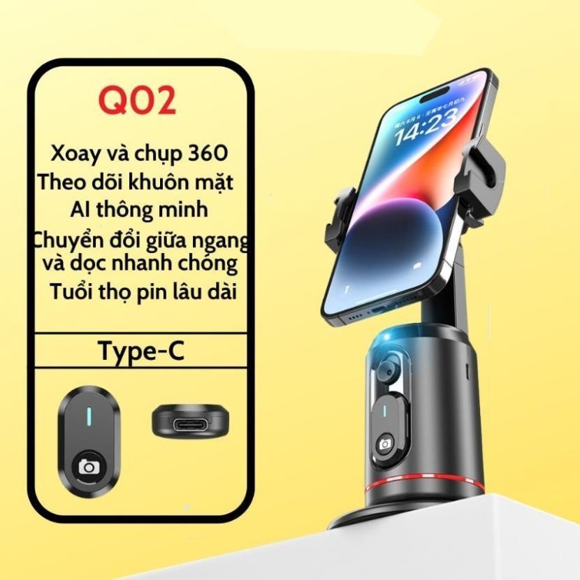 Giá Đỡ Điện Thoại Gimbal Q02  - AI Thông Minh Tự Theo Dõi Khuôn Mặt -Chính Hãng HD Design